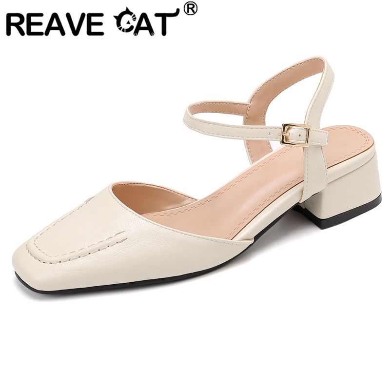 Vintage Fashion Plus Size - REAVE CAT 2025 女性用サンダル スクエアトゥ 太ヒール
