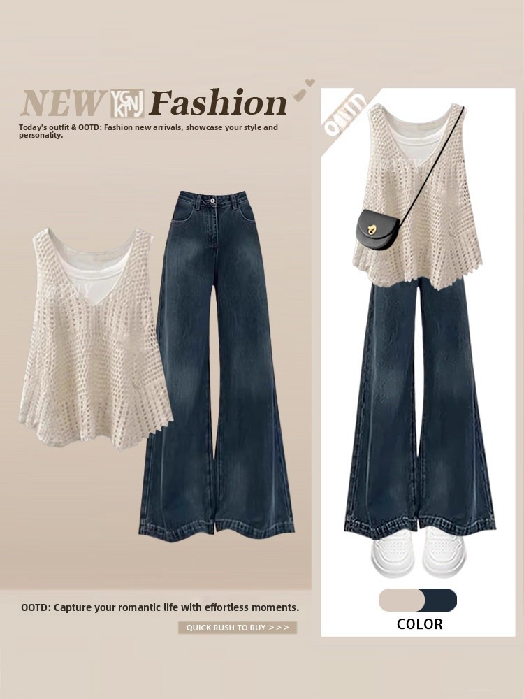 Vintage Fashion Years - 夏のゆったりスタイル レディース ホローアウト カバーアップトップ＆ベスト ヴィンテージ スリミング