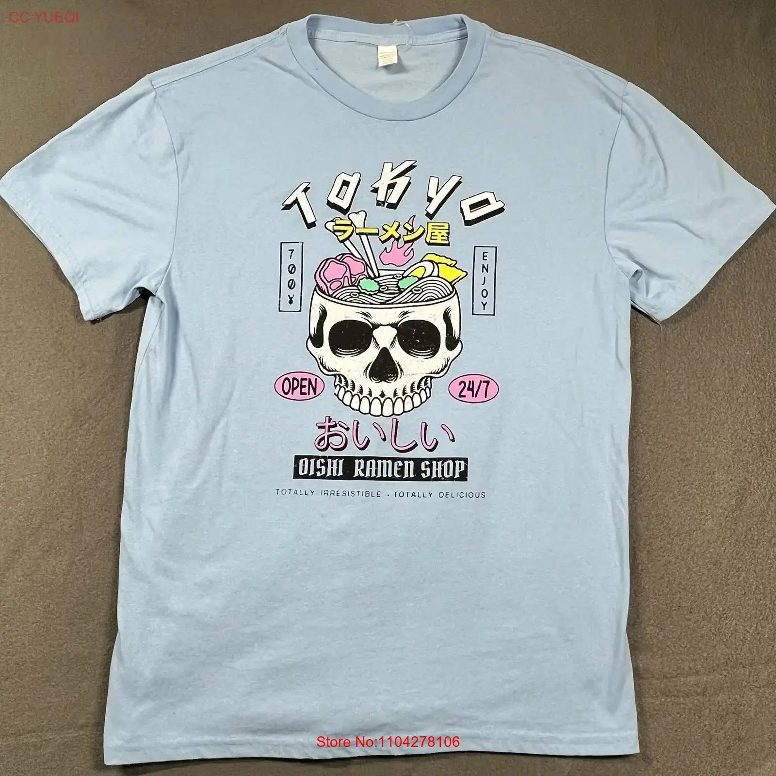 Vintage Fashion Tokyo - 東京大石ラーメン店 Tシャツ スカルプリントトップ L ヴィンテージ ウォッシュド