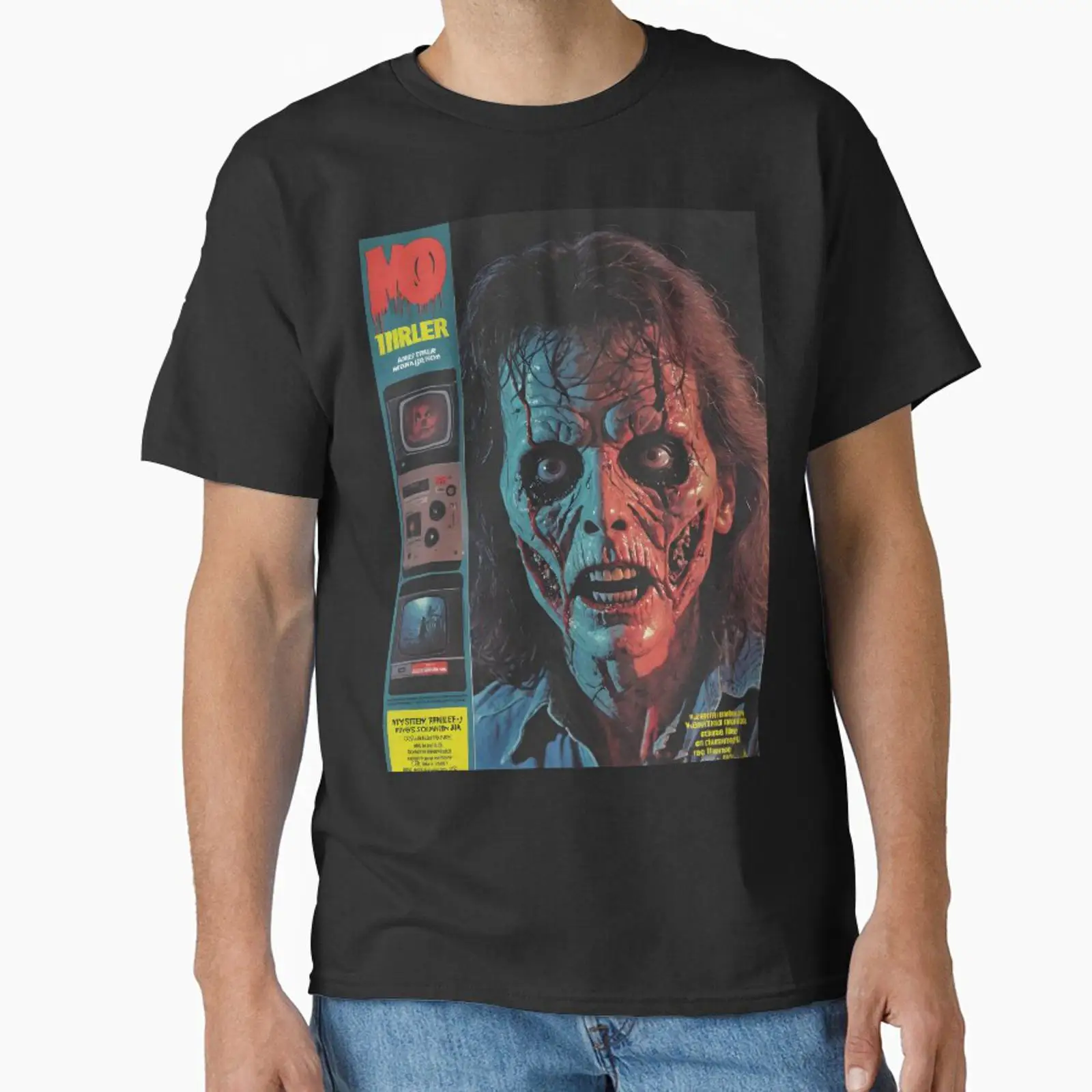 Vintage Fashion Magazine - ホラーTVマガジン クラシックTシャツ ヴィンテージ ウォッシュド グラフィック スタイリッシュ