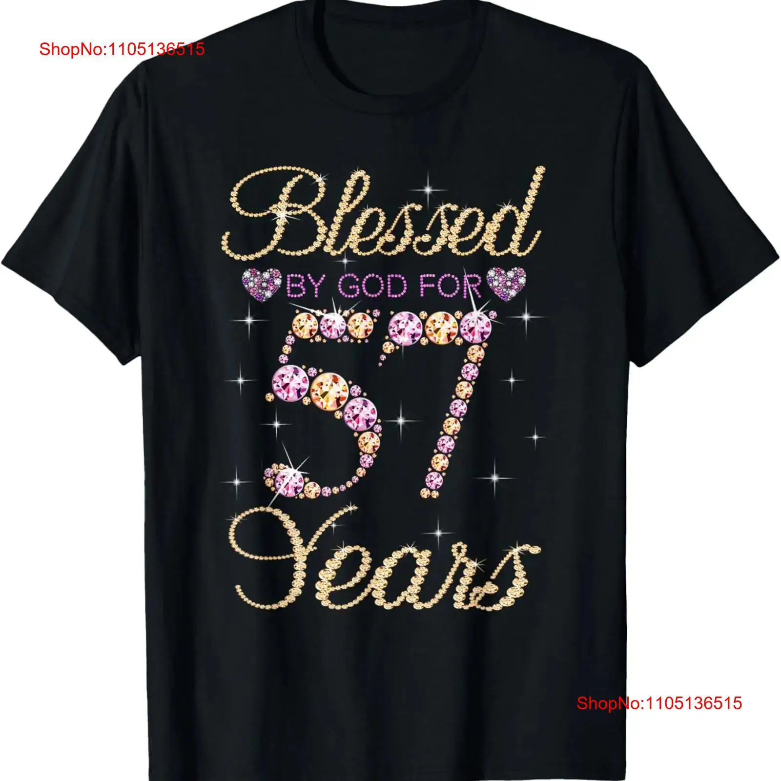 Vintage Fashion Years - 神の祝福を受けた57年間 面白い57歳の誕生日 女性用Tシャツ ヴィンテージ ウォッシュ加工 通気性