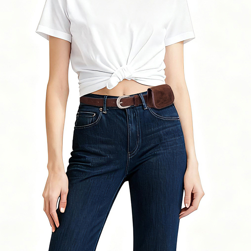 Vintage Fashion Instagram - ファッショナブルな高級ヴィンテージスエードベルトウエストバッグ、多用途でシンプル、ジーンズや服装に最適 - 女性用インスタグラムスタイル