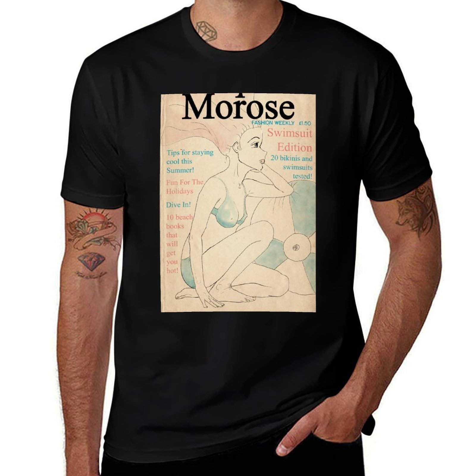 Vintage Fashion Magazine - レトロ/ヴィンテージファッション雑誌カバー ビキニと水着編 Tシャツ 通気性メッシュパネルTシャツ