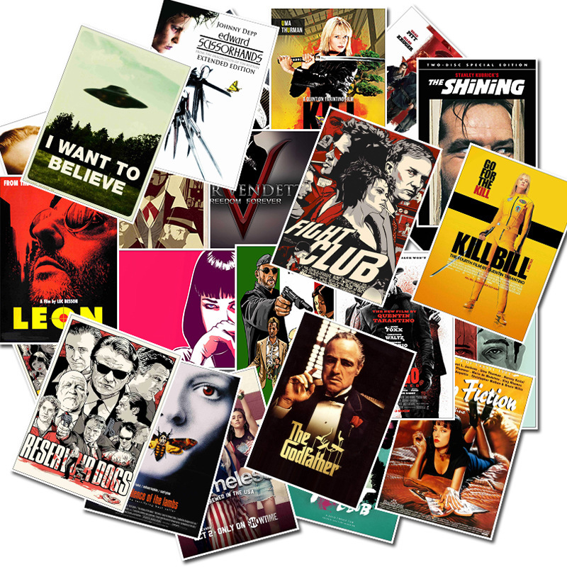 Vintage Fashion Magazine - 25 個クラシック映画ポスターステッカーパルプフィクショングッドファーザーレトロファッションデカールラップトップスクラップブック荷物電話ステッカーおもちゃ