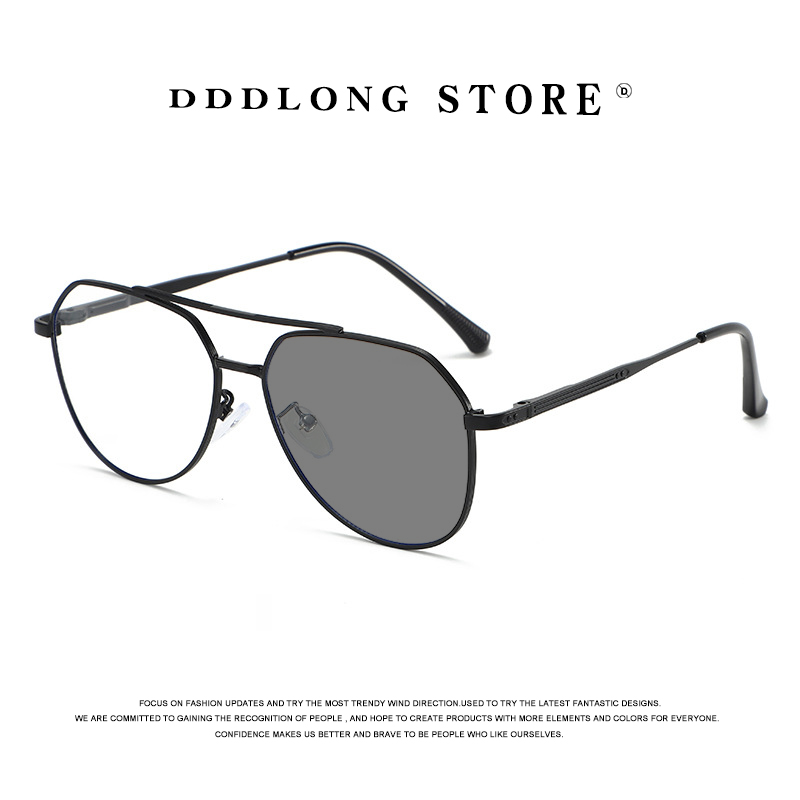 Vintage Fashion Images - DDDLONG レトロパンクファッションパイロットフォトクロミックサングラス女性男性メタル眼鏡クラシックヴィンテージ UV400 アウトドアシェード D679