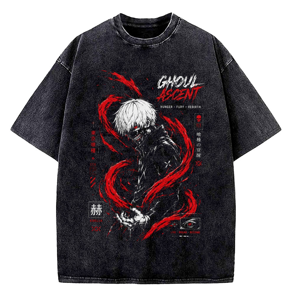 Vintage Fashion Tokyo - 東京グール ヴィンテージ ウォッシュドコットン Tシャツ メンズ アニメ