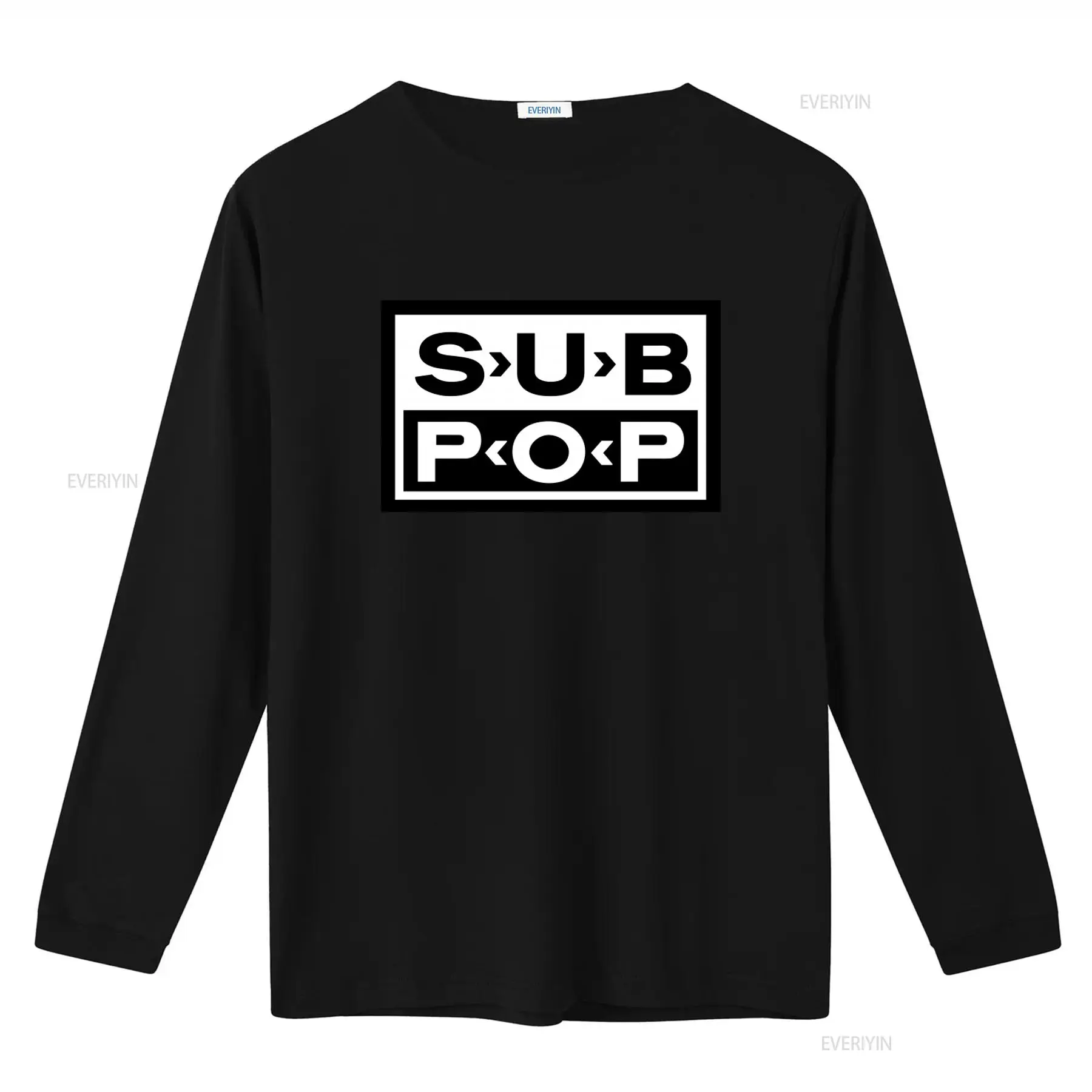 サブポップロゴTシャツ ブラック ホワイトプリント レトロス - Vintage Fashion Style Men のレビューと価格