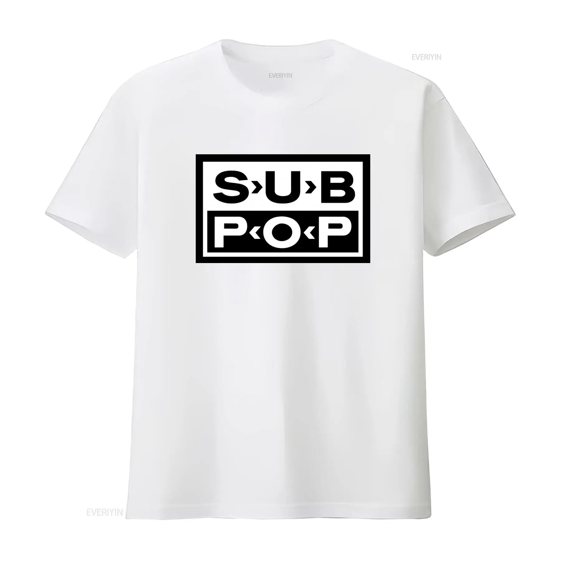 サブポップロゴTシャツ ブラック ホワイトプリント レトロス - Vintage Fashion Style Men のレビューと価格