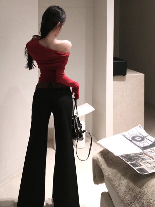 セクシーなレディスタイル長袖Tシャツトップスとワイドレッグパ - Vintage Fashion Years のレビューと価格