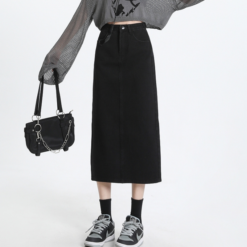 Fine単語-女性のピンクのデニムスカート,ハイウエスト,ス - Denim Skirt Midi Vintage のレビューと価格