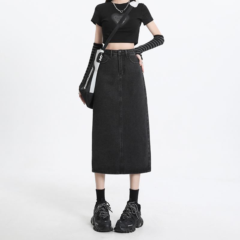 Fine単語-女性のピンクのデニムスカート,ハイウエスト,ス - Denim Skirt Midi Vintage のレビューと価格