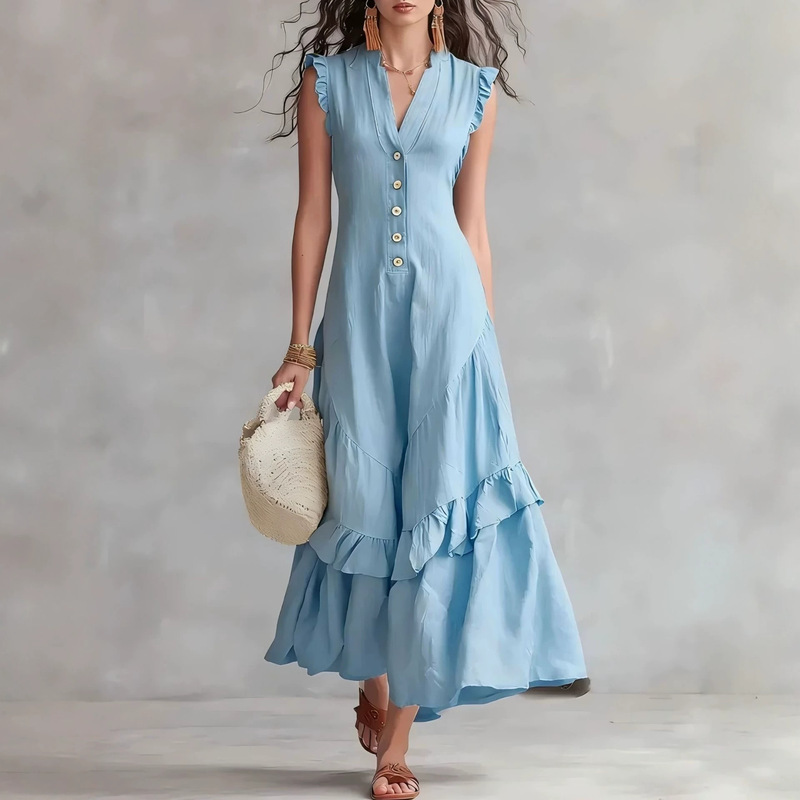 女性のエレガントなコットンリネンルーズパーティードレスファッ - Vintage Fashion Women Dresses のレビューと価格