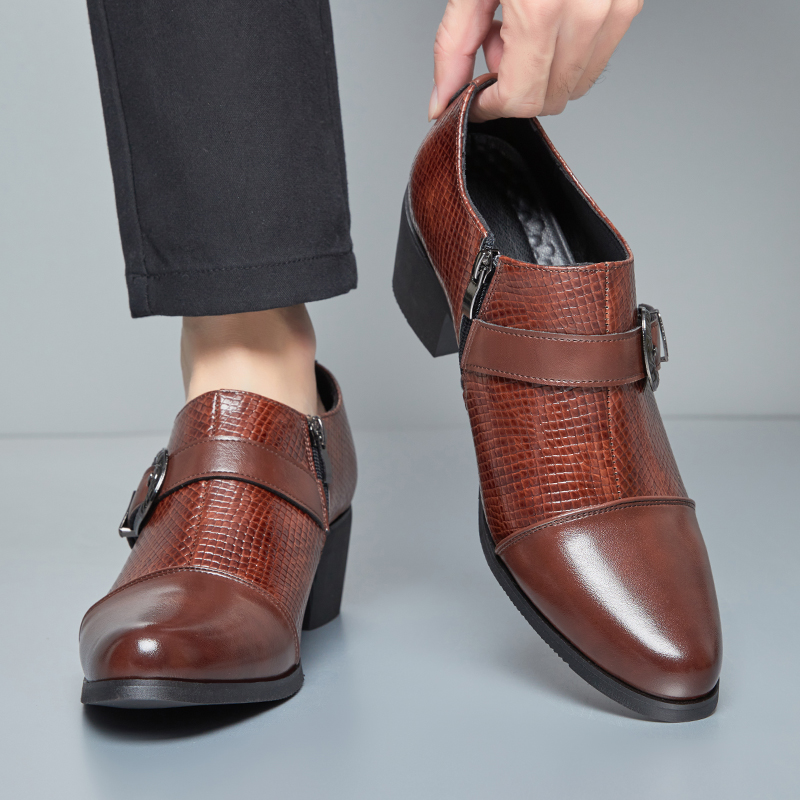 ヴィンテージスタイルメンズハイヒールレザーシューズスネークパ - Vintage Fashion Style Men のレビューと価格