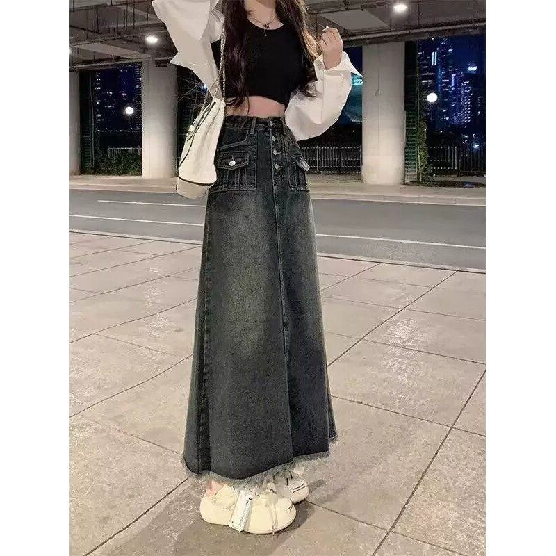 ハイウエストAラインミディ丈デニムスカート レディース 夏  - Denim Skirt Midi Vintage のレビューと価格