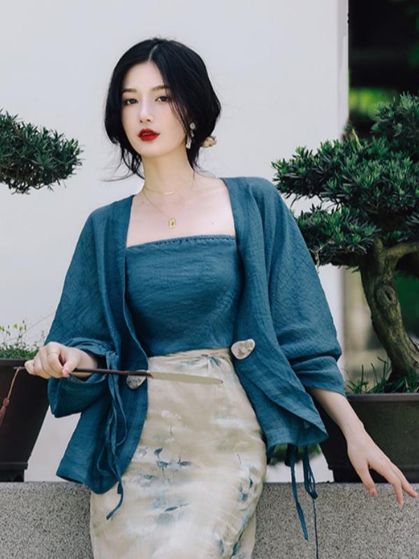 プラスサイズ花柄オープンカーディガンストラップホルタースカー - Vintage Fashion Years のレビューと価格