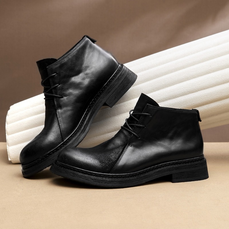 ヴィンテージメンズ本革ブーツ高級手作り 2026 春秋ファッ - Vintage Fashion Style Men のレビューと価格