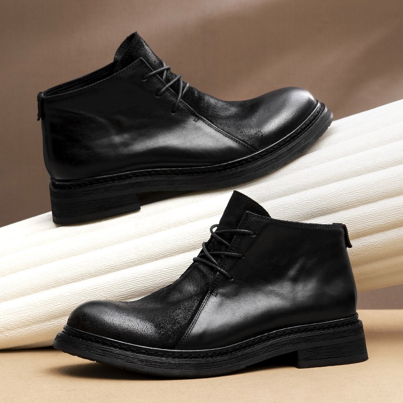 ヴィンテージメンズ本革ブーツ高級手作り 2026 春秋ファッ - Vintage Fashion Style Men のレビューと価格