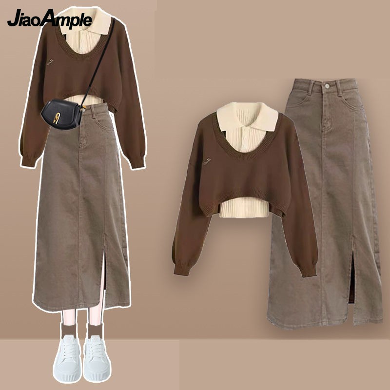 女性のヴィンテージニットセーター,ベストとデニムのミドル丈ス - Denim Skirt Midi Vintage のレビューと価格