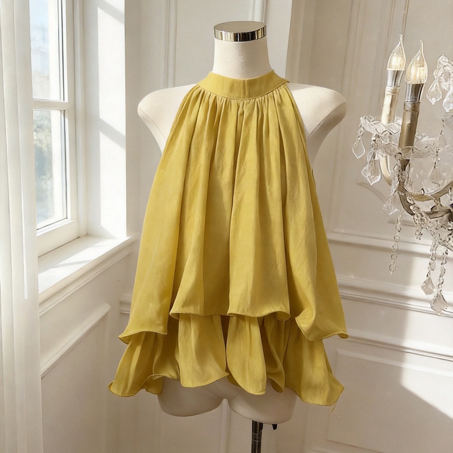 二重層フリル裾ベストトップネックハンギングノースリーブレディ - Vintage Fashion Years のレビューと価格