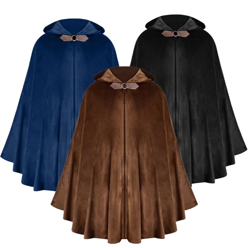 ファッションソリッドカラーベルベットフード付きマントヴィンテ - Vintage Fashion Style Men のレビューと価格
