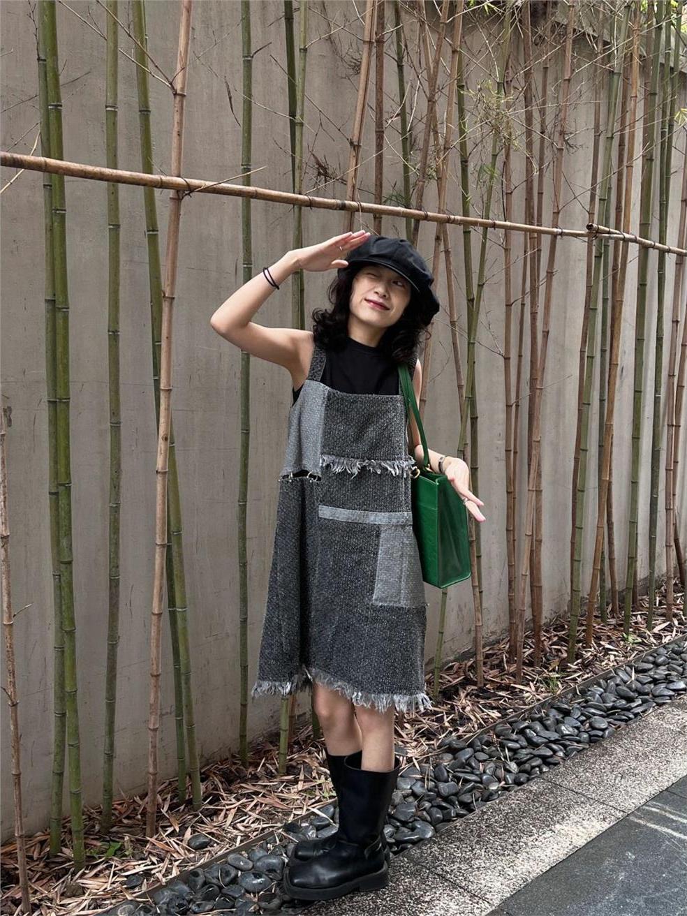 夏のデザートスタイル半袖デニムスカートセクシーガールリップド - Denim Skirt Midi Vintage のレビューと価格