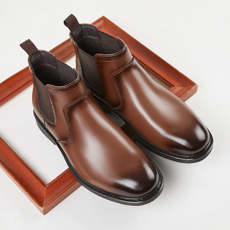 ヴィンテージメンズレザーオックスフォードブーツ高級ハンドメイ - Vintage Fashion Style Men のレビューと価格