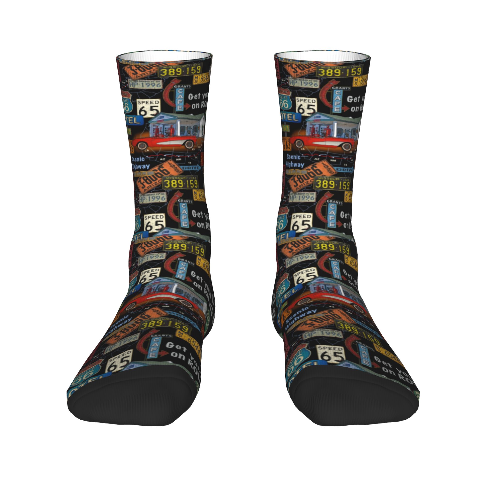 カスタムファッションヴィンテージアメリカロードルート66ソッ - Vintage Fashion Prints のレビューと価格