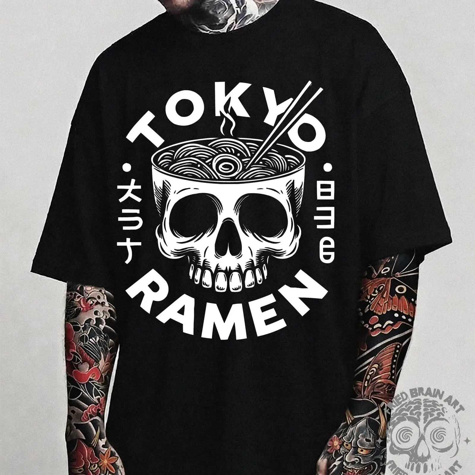 東京スカルラーメン Tシャツ 日本の食好き向け ヴィンテージ - Vintage Fashion Tokyo のレビューと価格