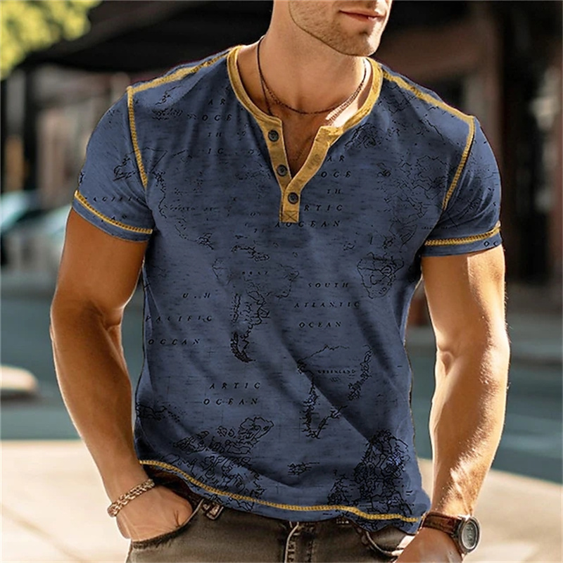 メンズヘンリーシャツ 面白い3DプリントTシャツ ストリート - Vintage Fashion Prints のレビューと価格