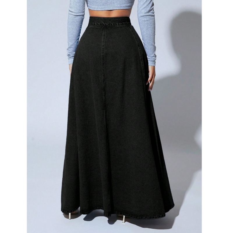 プラスサイズ レディース ブラックデニム ロングスカート ハ - Vintage Fashion Plus Size のレビューと価格
